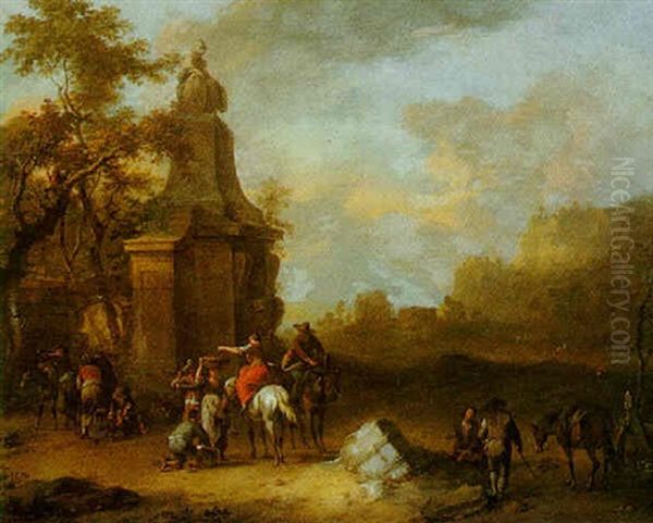 Classical Landscape With Travellers And Peasants - view 1