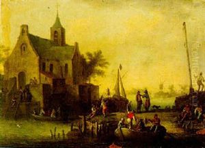Figures By A River With Ferries Crossing