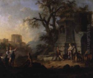 Personnages Pres D'une Fontaine by Franz de Paula Ferg