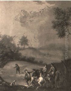 A River Landscape With Horsemen On A Track by Franz de Paula Ferg