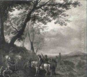 A Cavalry Encampment by Franz de Paula Ferg