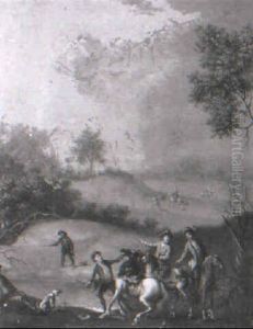 River Landscape With Horsemen On A Track by Franz de Paula Ferg
