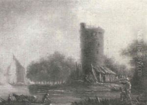 A River Landscape With A Ferry And Other Shipping