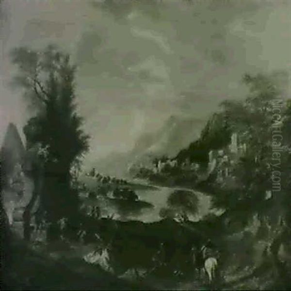 Gebirgige Flusslandschaft. - view 1