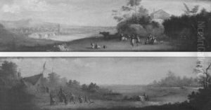 Extensive River Landscapes With Figures Dancing Extensive River Landscapes With Figures Dancing