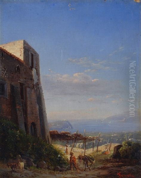Rocca Con Figure Sul Golfo Di Napoli - view 1