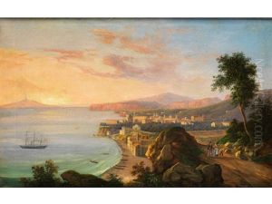 Blick Von Den Umliegenden Hugeln Auf Sorrent, 1864 by Salvatore Fergola