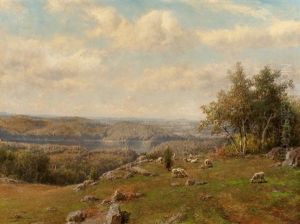 Lake Landscape With Sheep