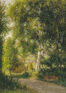 Country Road With A Farm In The Distance by Henry A. Ferguson
