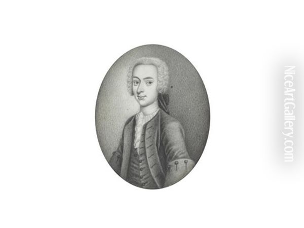 A Pair Of Miniatures Portraying Francis Farquharson Baron Ban Of Monaltrie (1710-1790) And His Sister, Rachel: He, Wearing Coat, Waistcoat, Frilled Chemise And Stock - view 1