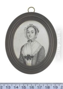 A Lady, Wearing Dress, Her White Lace-edged Fichu Secured At Her Bodice With A Black Ribbon Bow, Her Matching Bonnet Tied Beneath Her Chin With Black Ribbon A Lady, Wearing Dress, Her White Lace-edged Fichu Secured At Her Bodice With A Black Ribbon Bow, Her Matching Bonnet Tied Beneath Her Chin With Black Ribbon