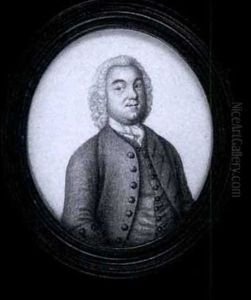 Husband, Wears A Coat, Waistcoat, Stock And A Powdered, Curled Wig (+ Wife, Wears A Dress With Laced Corset, Lace Trim, A String Of Pearls At Her Neck And White Indoor Cap; Pair) Husband, Wears A Coat, Waistcoat, Stock And A Powdered, Curled Wig (+ Wife, Wears A Dress With Laced Corset, Lace Trim, A String Of Pearls At Her Neck And White Indoor Cap; Pair)