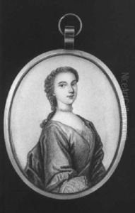 A Pretty Young Lady Wearing Dress With Lace Underslip And Cuffs, Cloak And Pearl Choker by James Ferguson