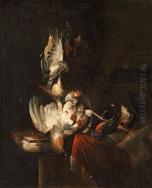 A Still Life With Game Birds On A Marble Slab - view 1
