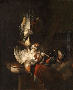 A Still Life With Game Birds On A Marble Slab by William Gowe Ferguson