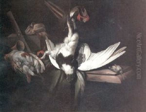 A Still Life With A Partridge And Song Birds On A Stone Ledge