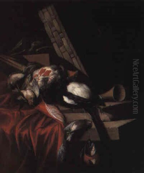 A Dead Magpie, A Partridge And Songbirds, A Falcon's Hood, A Basket And Horn - view 1