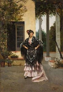 Andaluza Con Manton De Manila by Jose Fernandez Alvarado
