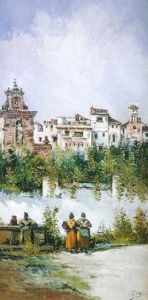 Mujeres En La Fuente by Jose Fernandez Alvarado
