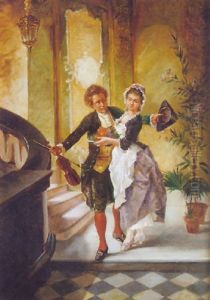 Violinista Y Doncella by Jose Fernandez Alvarado