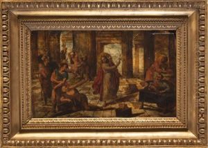 Le Christ Chassant Les Marchands Du Temple by Alejo Fernandez