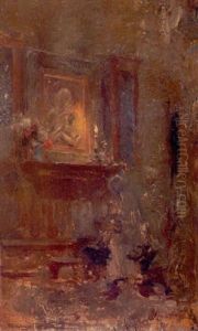 Capilla Con Imagen De Virgen Con Nino by Domingo Fernandez