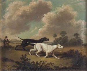 Pointers In A Landscape With Hunter by John Ferneley Jr.