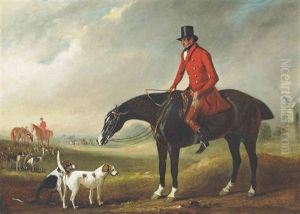 Portrait Of A Gentleman, Traditionally Identified As Thomas B. Hodgson, Master Of The Holderness Hunt On His Horse Comical by John Ferneley Jr.