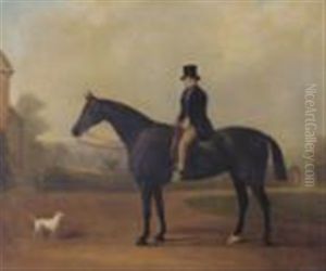 Edward Cheney Of Gaddesby On A Hunter, A Small White Terrier Nearby