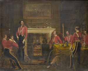 Lieutenant Colonel Arthur Bentinck And The 7th Dragoon Guards In An Interior by John Ferneley Jr.