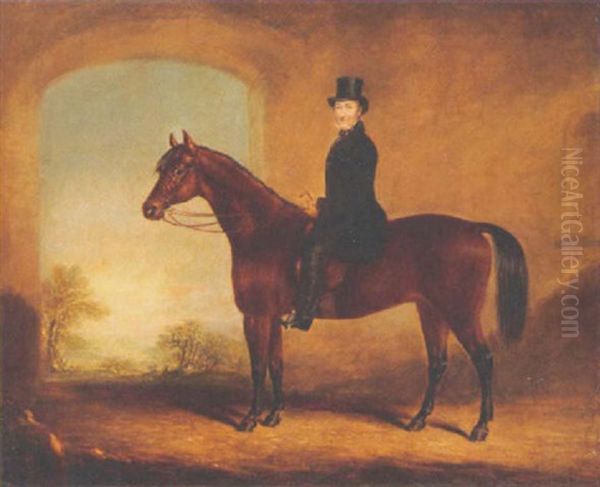 A Gentleman On A Bay Hunter, A Landscape Beyond - view 1
