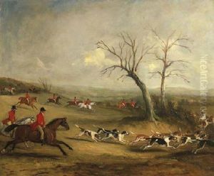 Full Cry: Captain White Hunting With The Quorn, With Hoby Church And Brooksby Hall In The Distance by John Ferneley Jr.