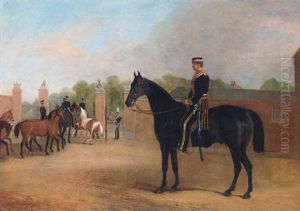 A Mountain Cavalry Officer In A Courtyard At Hyde Park by John Ferneley Jr.