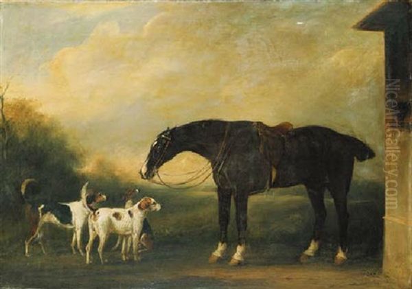 Tom Hodgson's "comical," With Hounds By A Stable, In A Landscape - view 1