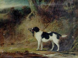 A Spaniel With A Duck In A Landscape by John Ferneley Jr.