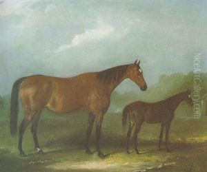 A Brood Mare And Her Foal, In A Landscape by John Ferneley Jr.
