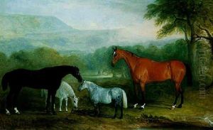 Mares And Foals In A Landscape by John Ferneley Jr.