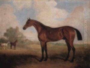 A Stallion In A Landscape, With Horses In The Middleground