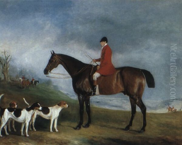 A Gentleman On His Bay Hunter In A Landscape With His Hounds - view 1