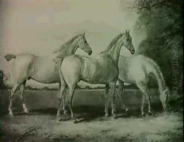 Three Dun Mares In A Landscape - view 1