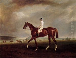 A Bay Racehorse With Jockey Up At Newmarket by Claude Lorraine Ferneley