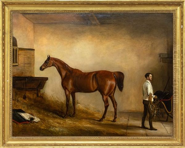 Stable Interior With Horse And Groom - view 1