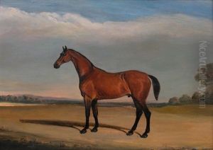 Portrait Of A Bay Horse In Melton Mowbray Landscape, 1835 by John E. Ferneley