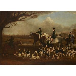 The Marquis Of Worcester With William Long, Master Of The Beaufort Hunt And The Hunting Sweep In Front Of Badminton House by John E. Ferneley
