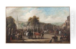 A Horse Fair In A Village, Probably Leicestershire