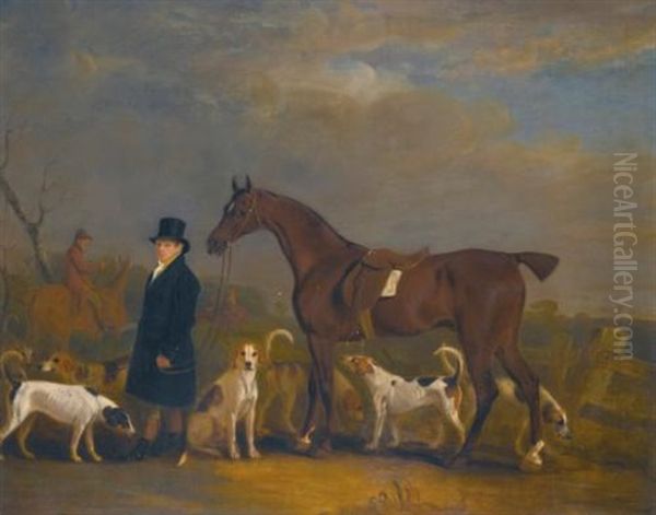 Henry Combe Compton (1789-1855) Leading A Bay Hunter, With Hounds - view 1