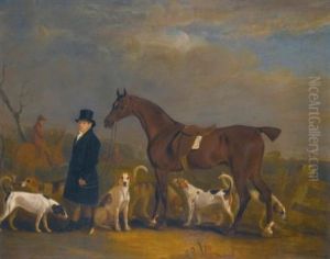 Henry Combe Compton (1789-1855) Leading A Bay Hunter, With Hounds
