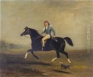 Portrait Of Master Claude Ferneley, Aged 8, Riding His Pony, With A Terrier At His Side