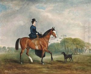 Miss Felicia Elizabeth Welby, Later Lady Lindsay, On A Bay Hunter, With Allington Hall Beyond by John E. Ferneley