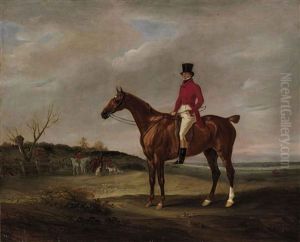 Colonel Standen On His Chestnut Hunter With The Quorn Huntsmen And Hounds At A Covert by John E. Ferneley